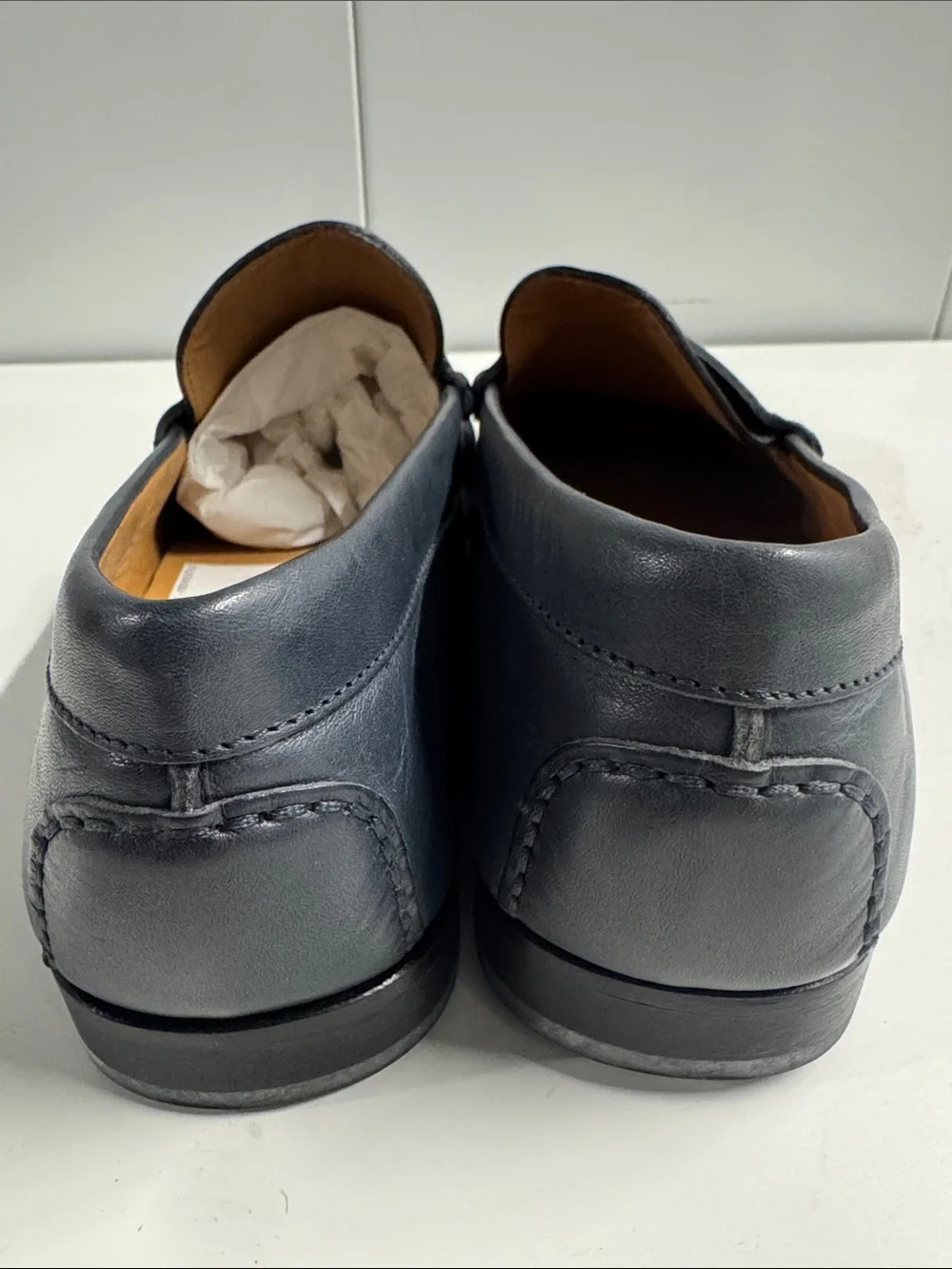 Caporicci calfskin Leather Penny Loafers in Navy size 9